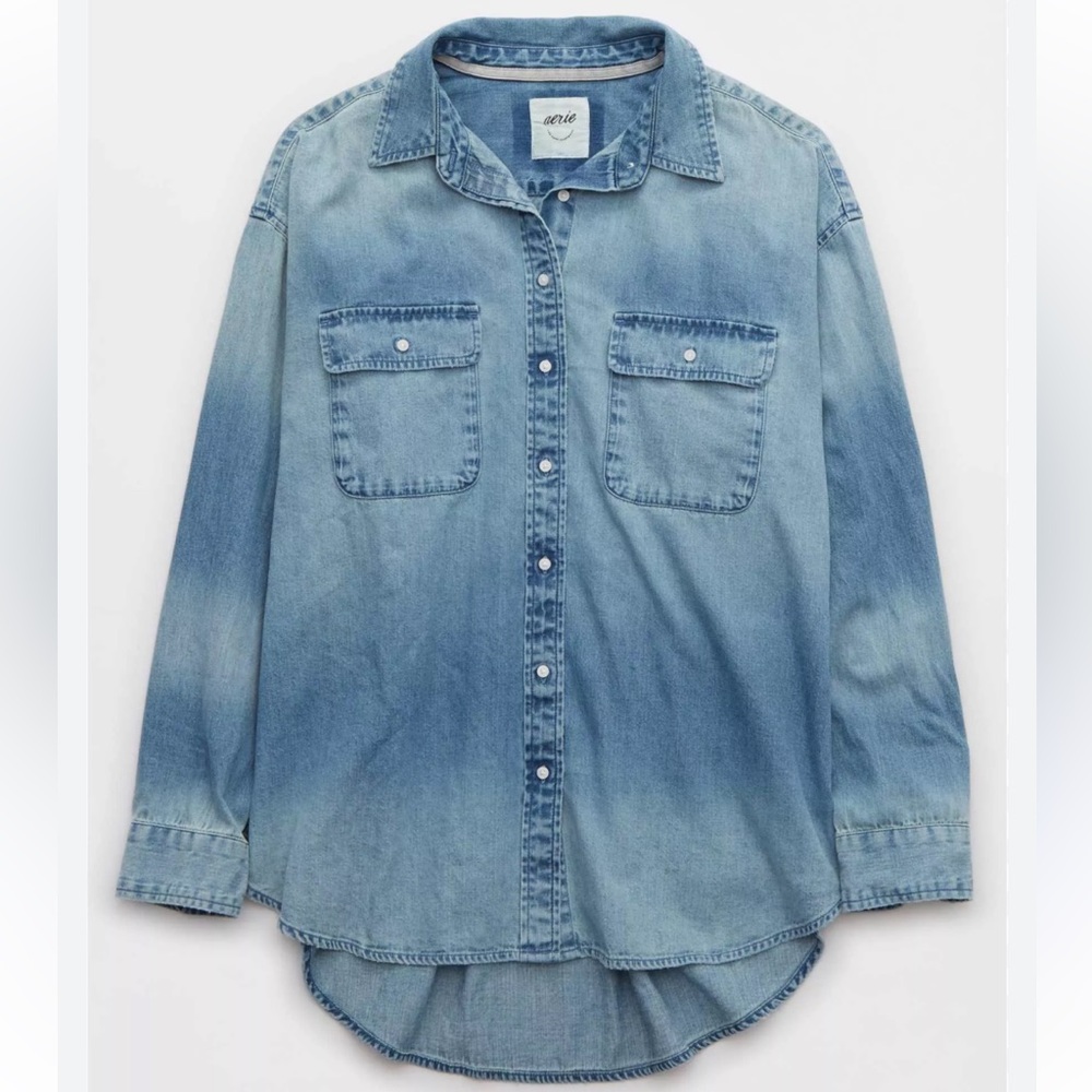 Aerie Blue Denim Button-Up Shirt